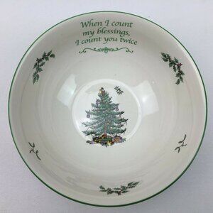 Spode Christmas Tree Porcelain China Revere Bowl Box When I Count Blessings